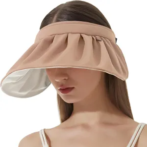 Womens Visors,Clip On Foldable Wide Brim Womens Golf Visor,Roll-up Headband Sun Hat with UV Protection