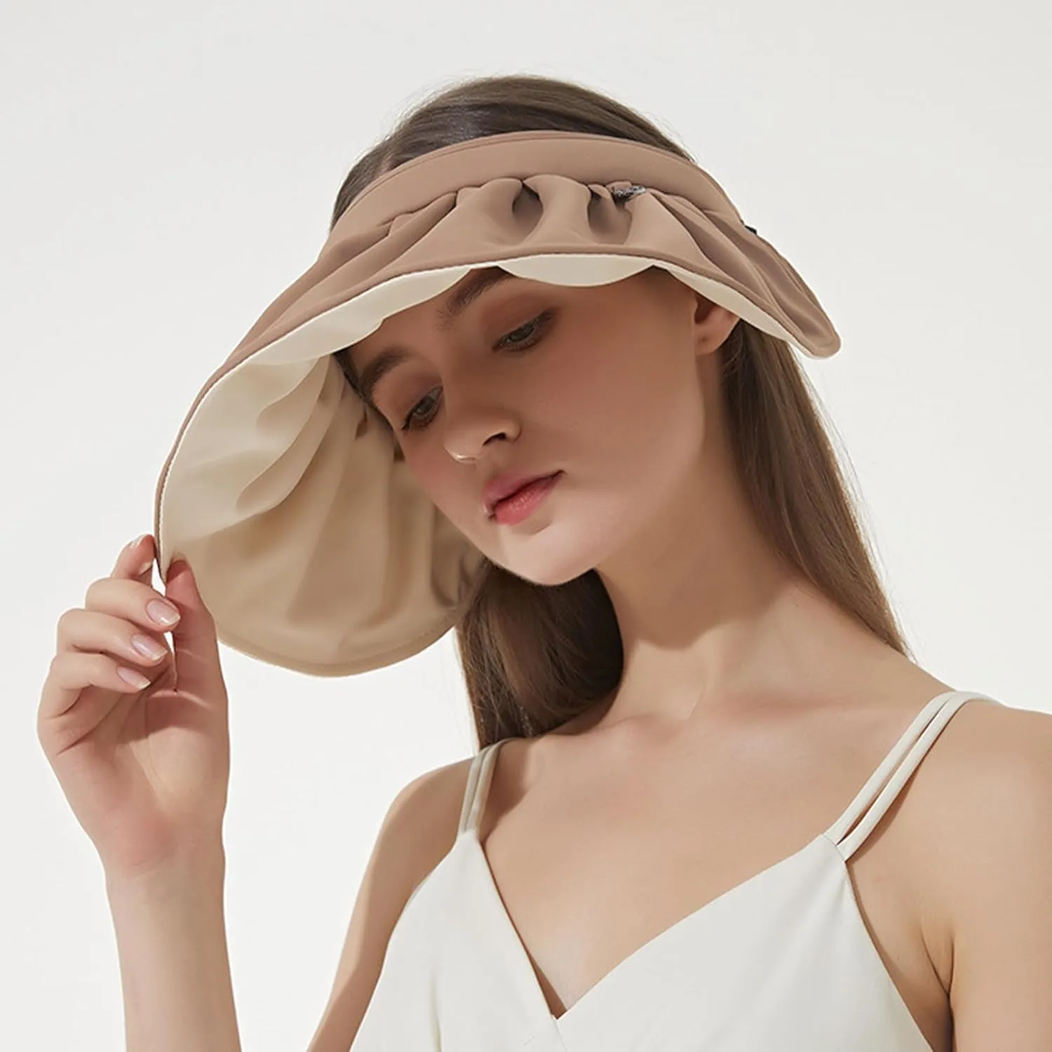 Womens Visors,Clip On Foldable Wide Brim Womens Golf Visor,Roll-up Headband Sun Hat with UV Protection